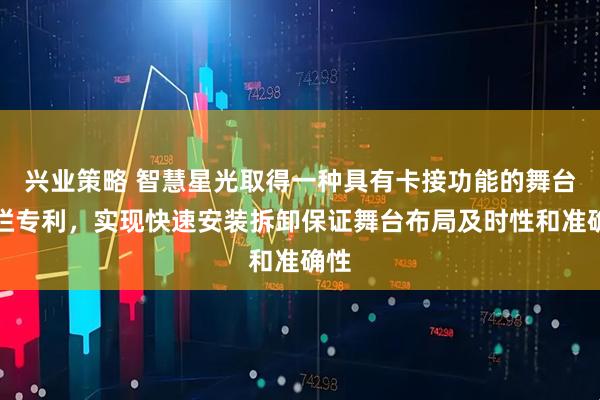 兴业策略 智慧星光取得一种具有卡接功能的舞台围栏专利，实现快速安装拆卸保证舞台布局及时性和准确性